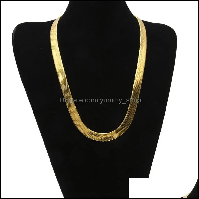 10mm wide snake bone chain yellow gold filled men statement herringbone necklace 60cm 2072 q2