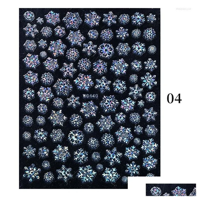 nail stickers 3d white christmas snowflakes blue bronzing xmas nails for year decoration sparkly glitter winter slider foils