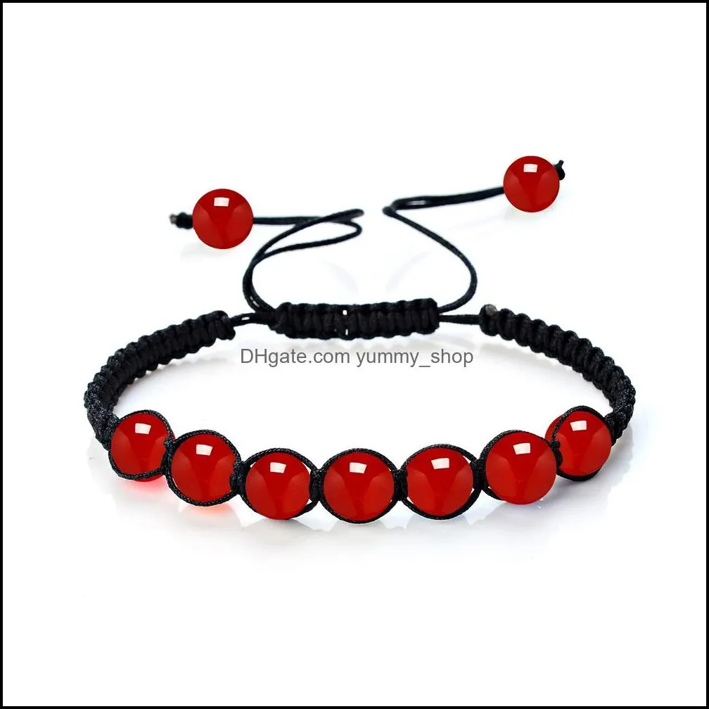 8mm beaded bracelet natural stones adjustable woven rope chain yoga bracelets lovers casual jewelry