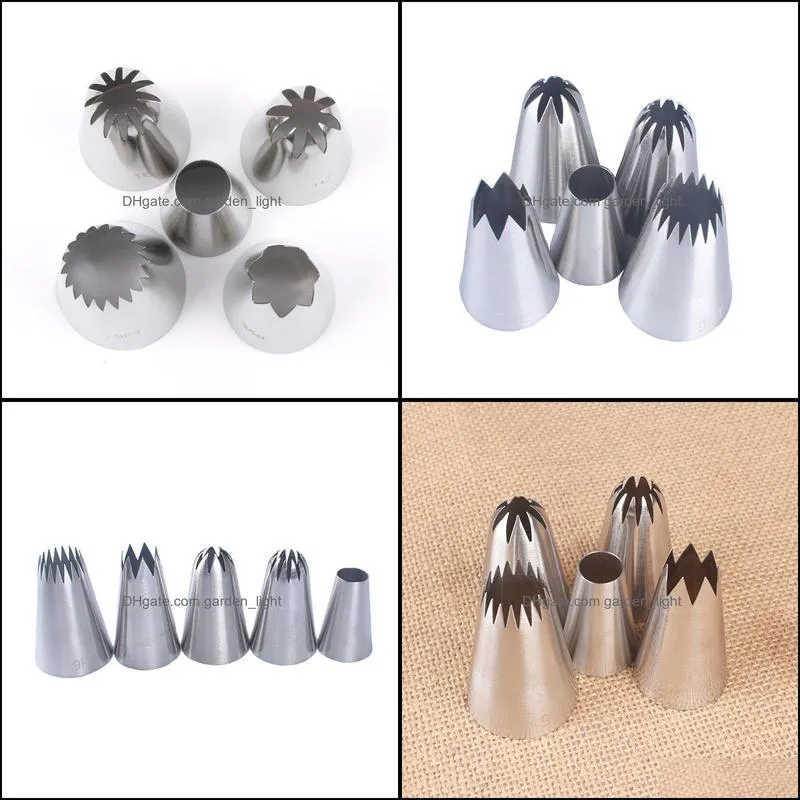 baking pastry tools khgdnor 5pcs/lot cake nozzles stainless steel cupcake decoration kits cookie mold piping icing tips