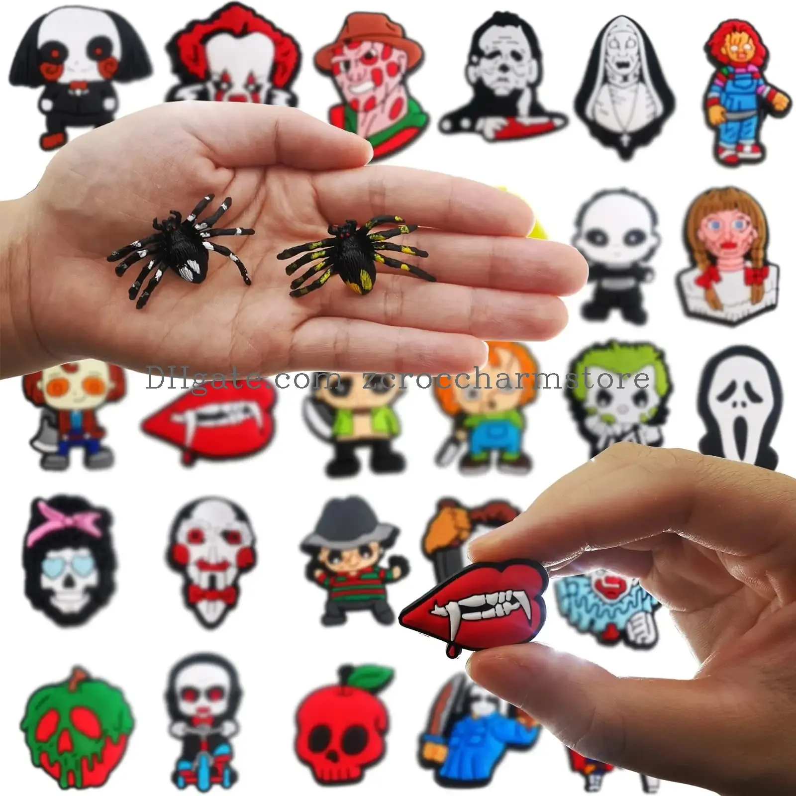 3ml halloween horror skull charms for croc scary shoe charms bracelet wristband accessories for kids girl boys adults men women party birthday christmas gifts