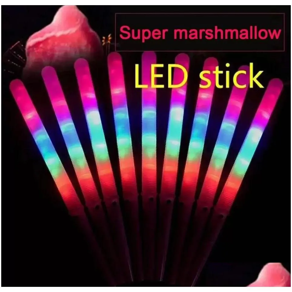 nondisposable foodgrade light cotton candy cones colorful glowing luminous marshmallow sticks flashing key christmas party fy5031