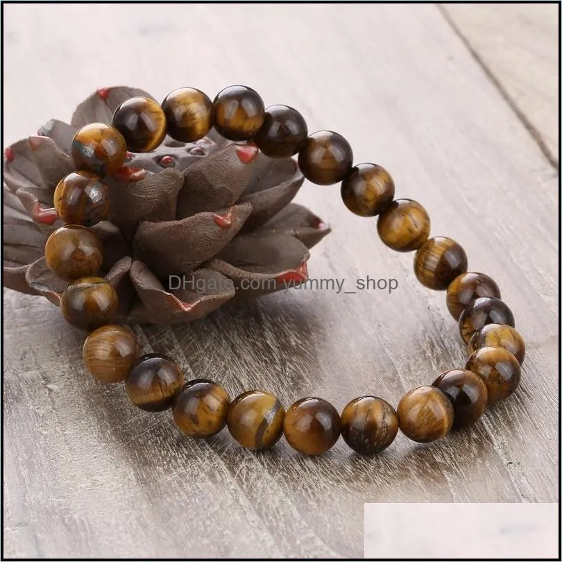 natural stone tiger eye bead bracelets lava bangles elastic chain strands wristband women men jewelry