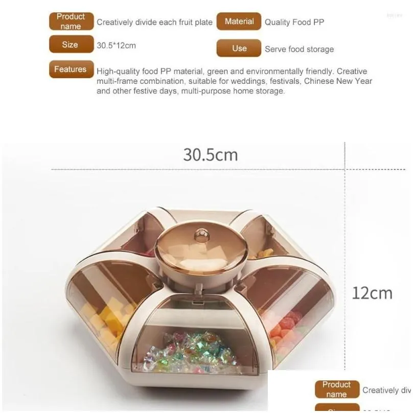 plates lotus fruit storage box dry tray transparent press type snack compartment bin living room goods nuts container