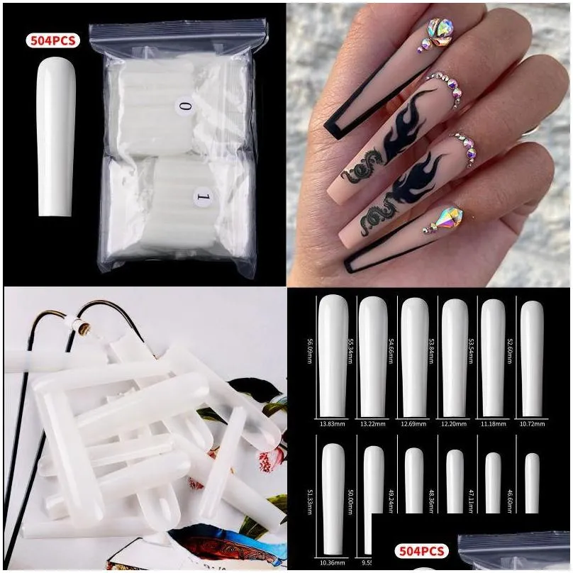 false nails makar504pcs nail tips 3xl long square coffin full cover soft gel press on fake tip manicure supplyfalse