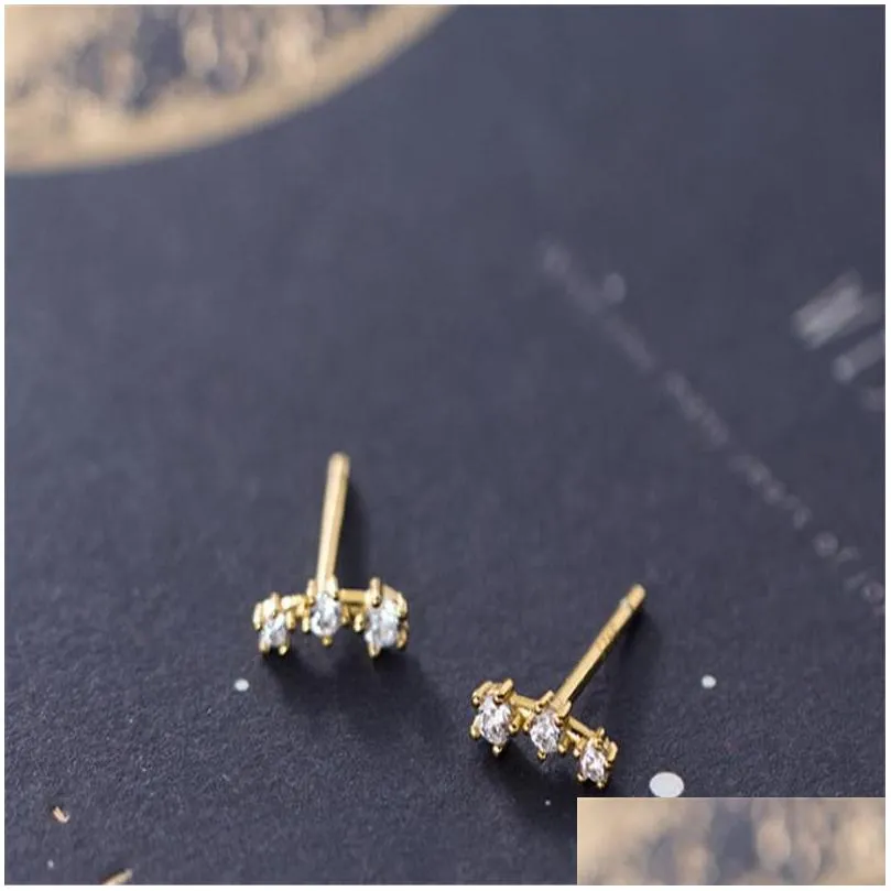 authentic 925 sterling silver one row cz zircon earrings for women fashion cute micro crystal stud earring wedding xmas gifts