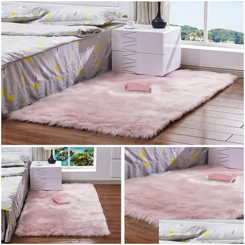 white faux fur rug bedside rugs rectangle soft faux sheepskin fur area rugs shaggy silky plush carpet for bedroom floor