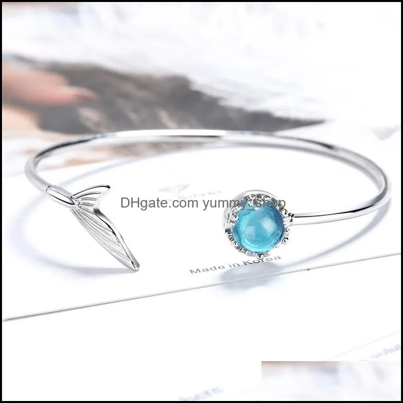 tb104 tail fish bracelets female super fairy student mermaid tears forest cold wind blue artificial crystal bracelet 1302 q2