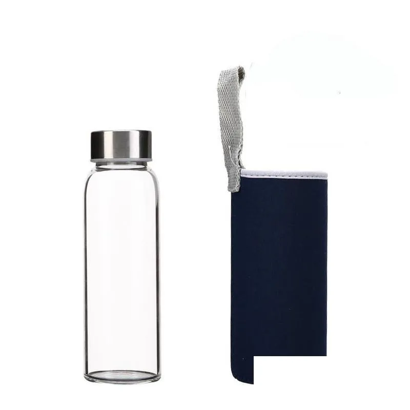 glass water bottle bpa high tumblers temperature resistant sport with tea filter infuser bottles nylon sleeve 420ml fhl306wy1641