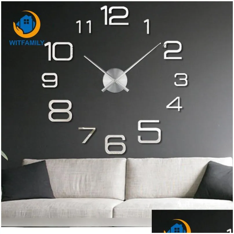 living room 3d large wall clock diy big mirror wall stickers quartz clock acrylic mirror modern design home decoration