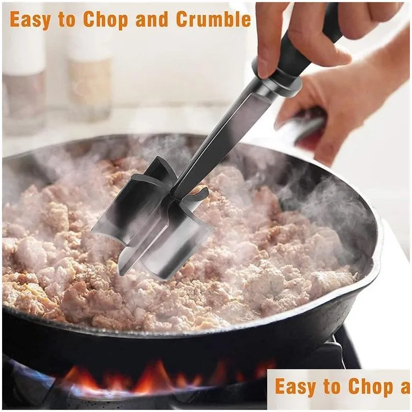 manual meat grinders nonstick heat resistant nylon chopper utensil mix chop for hamburger and ground beef 1849 v2