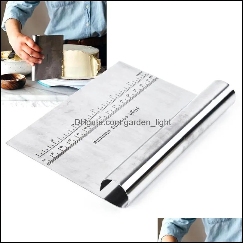 baking pastry tools 1pc stainless steel bake tool scraper scraping panel with scale cake cutting board bakeware kitchen