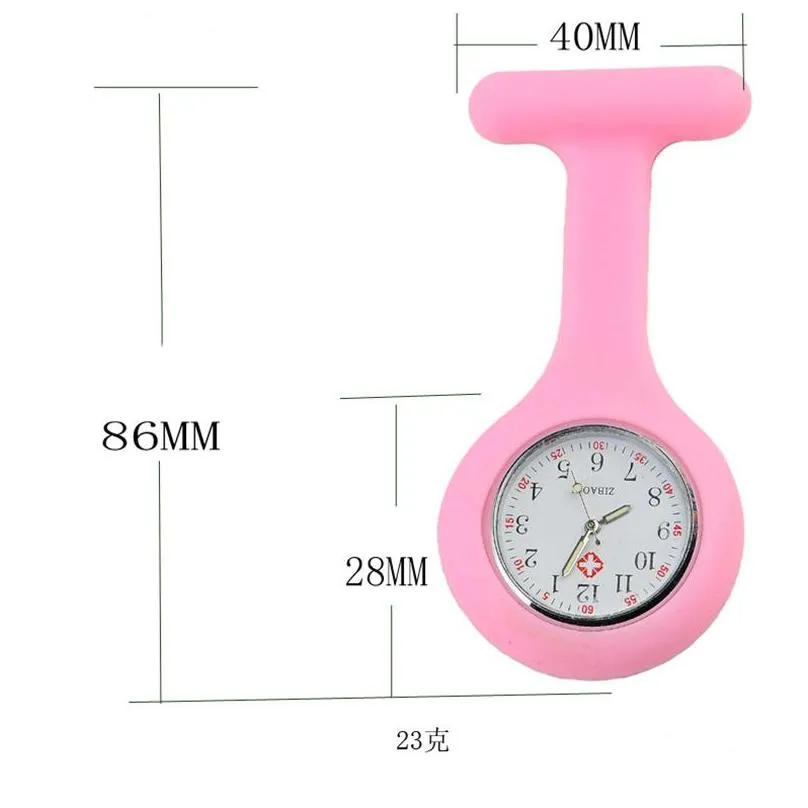 11 colors nurse pocket watch clocks silicone clip brooch key chain fashion coat doctor quartz watches