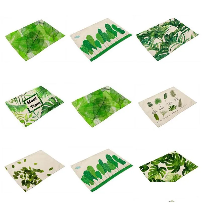 wholesale green tropical plants leaves insulation placemats place pad dining table mats for home el decoration