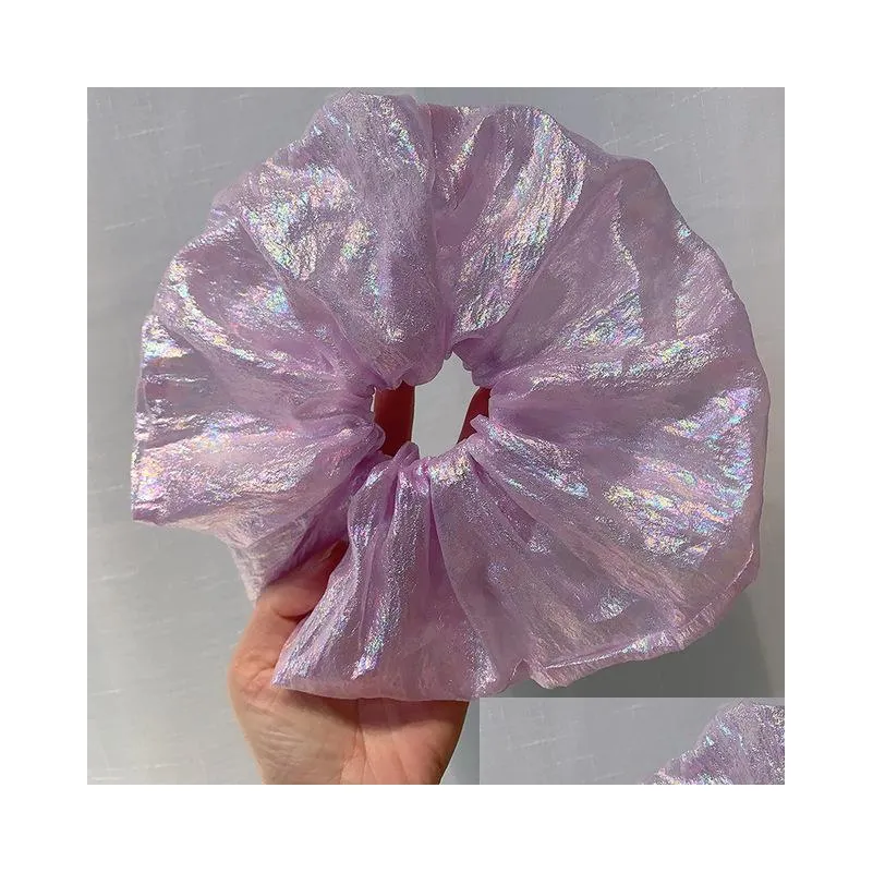 summer net yarn large chiffon hair bow scrunchies for women elastic hair band ponytail holder hair tie girl accessories