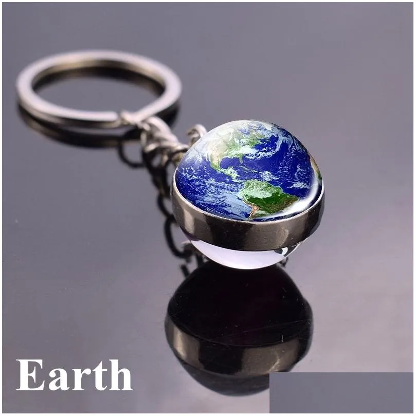 keychains lanyards 17pcsset solar system set planet keyring galaxy nebula star keychain moon earth picture double side glass ball key chain
