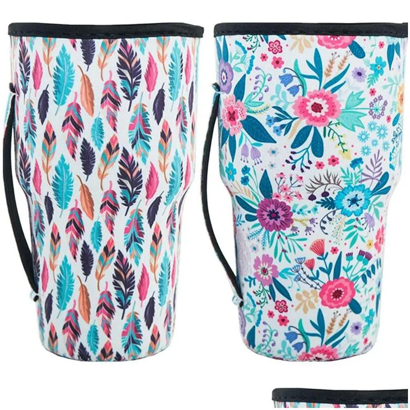 30oz tumbler sleeve 29 styles neoprene cup cover with carrying handle keep cool antize bag