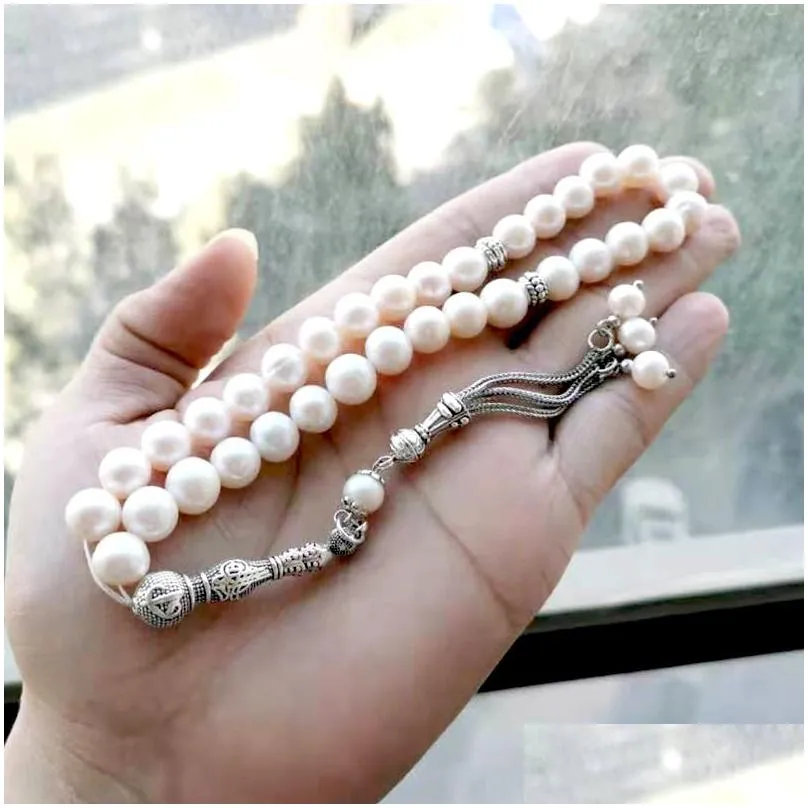 charm bracelets tasbih natural pearl style freshwater pearl misbaha rosary bead pearl bracelet women love gift islamic jewelry eid gift