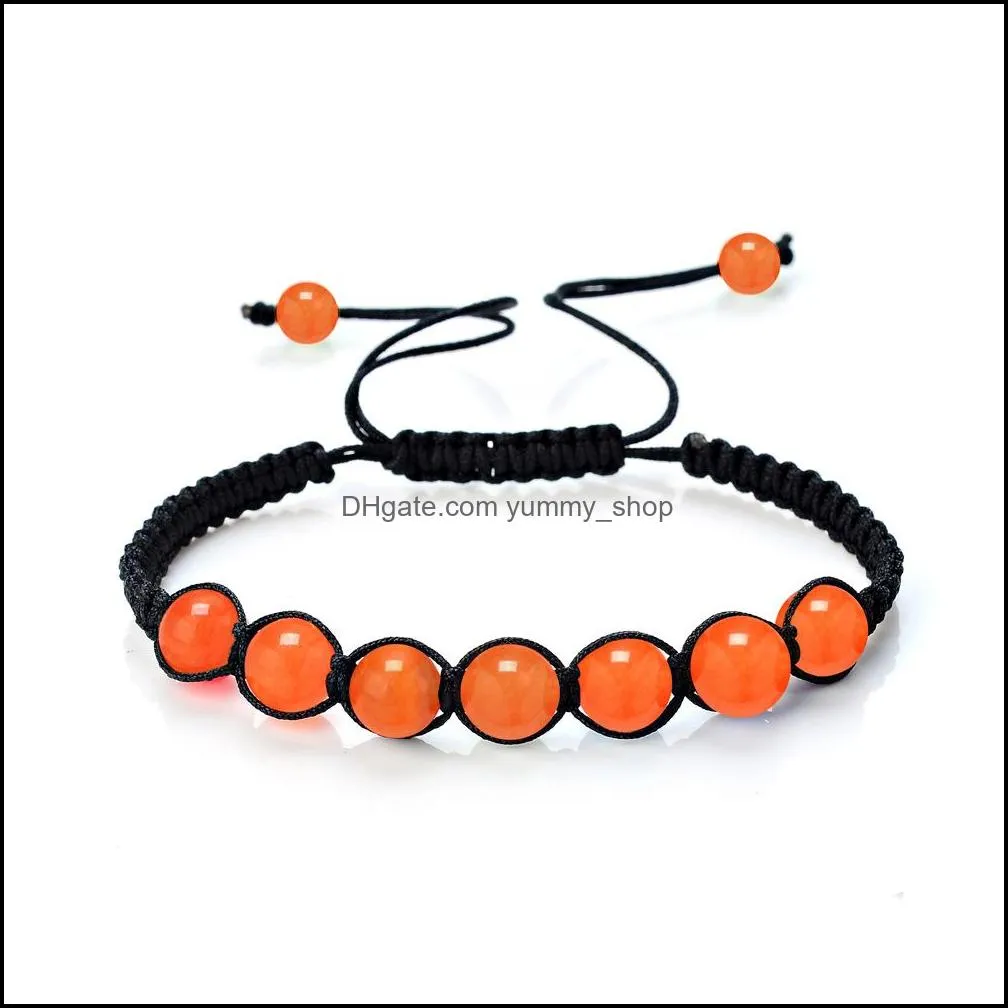 8mm beaded bracelet natural stones adjustable woven rope chain yoga bracelets lovers casual jewelry