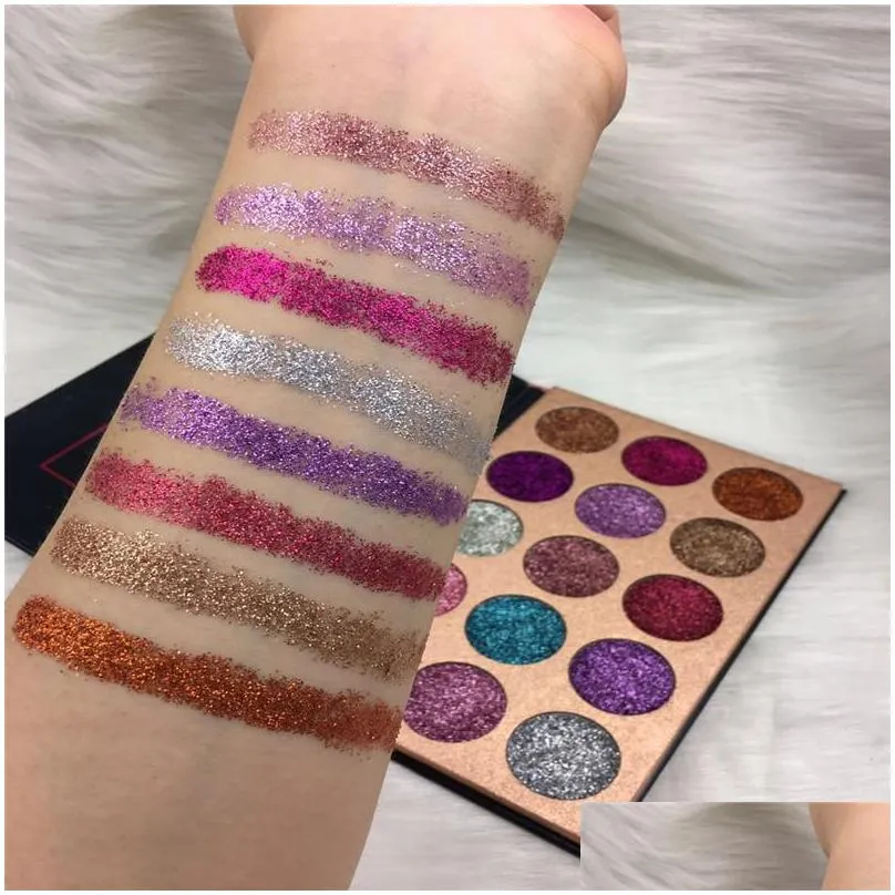 beauty glazed eye shadows glitter 15 color ultra pigment sequined shimmer pearlescent highlighter makeup eyeshadow palette glitter