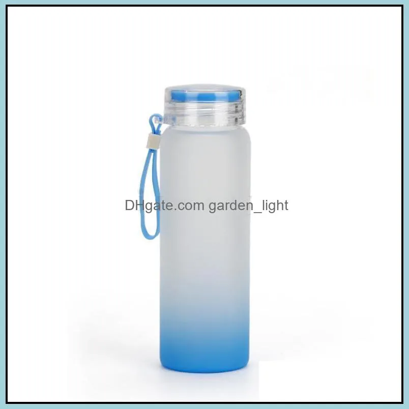 sublimation water bottle 500ml frosted glass party favor water bottles gradient blank tumbler drink ware cups