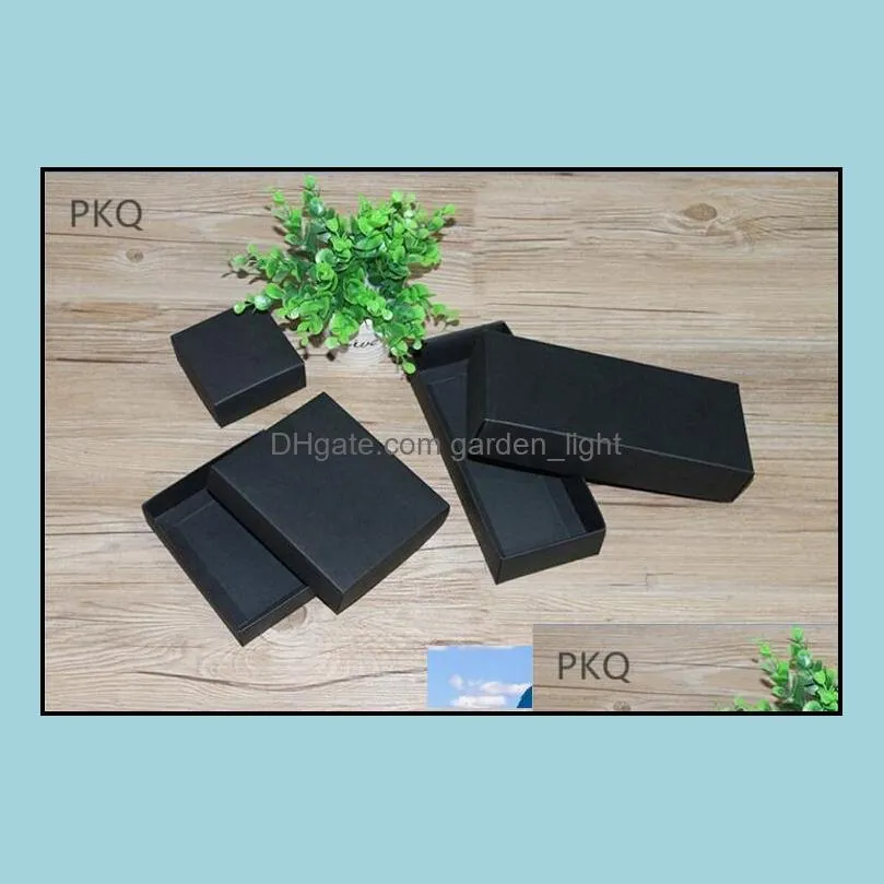 20pcs/lot kraft paper gift cardboard boxes for packaging white cardboard boxes black gift packing box with lid
