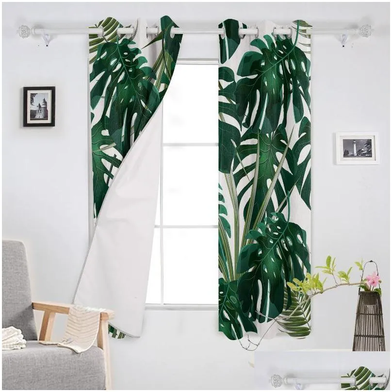 curtain drapes tropical leaves monstera curtains for windows blinds modern custom printing living room bedroom home decor