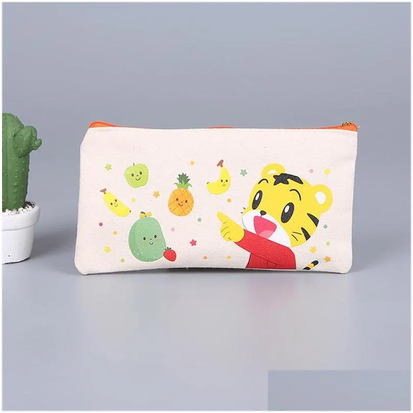 sublimation blank storage bags canvas zipper student pencil case heat transfer diy painting handbag cosmetic bag