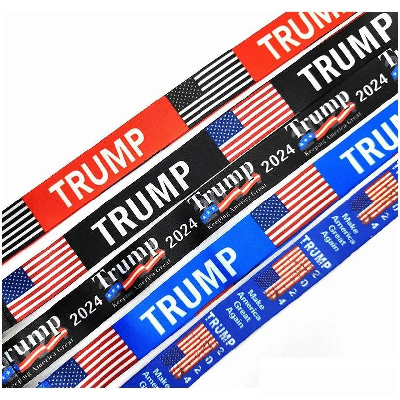 trump lanyards keychain party favor usa flag id badge holder key ring straps for mobile phone