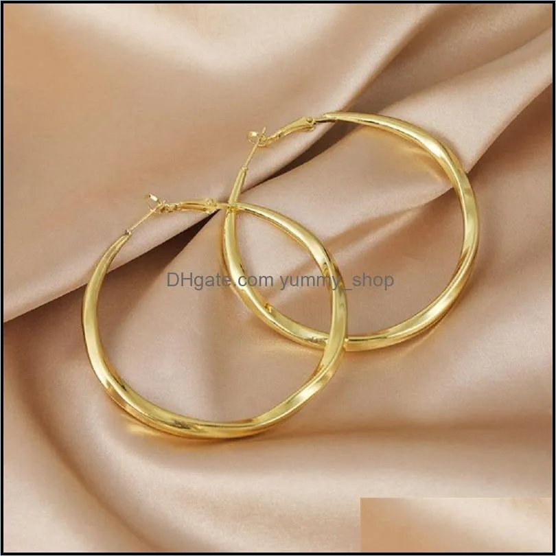 gold round big hoop earring for women zinc alloy lady fashion jewelry nice ear hoops accessories c3