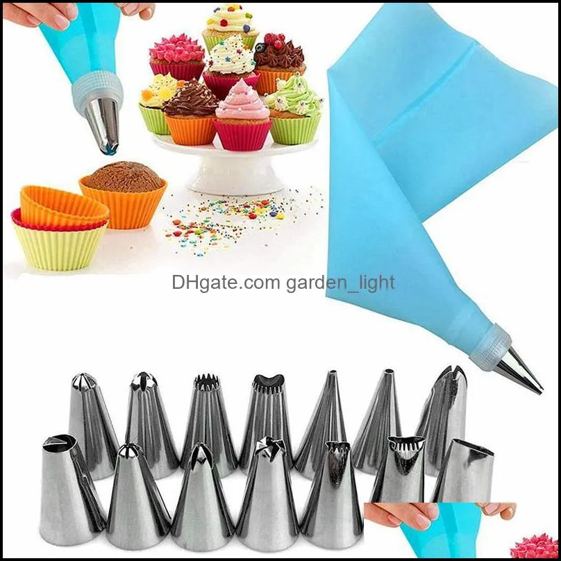 baking pastry tools decorating tip sets 16 pcs/set cake making frosting nozzles bags converter coupler cupcake