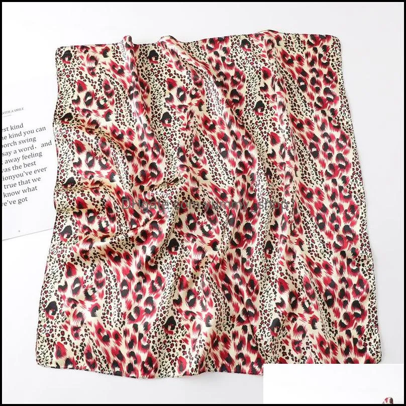 silk leopard scarf print lady square neck foulard shawl and wraps female kerchief fashion designer bandanas women accessories