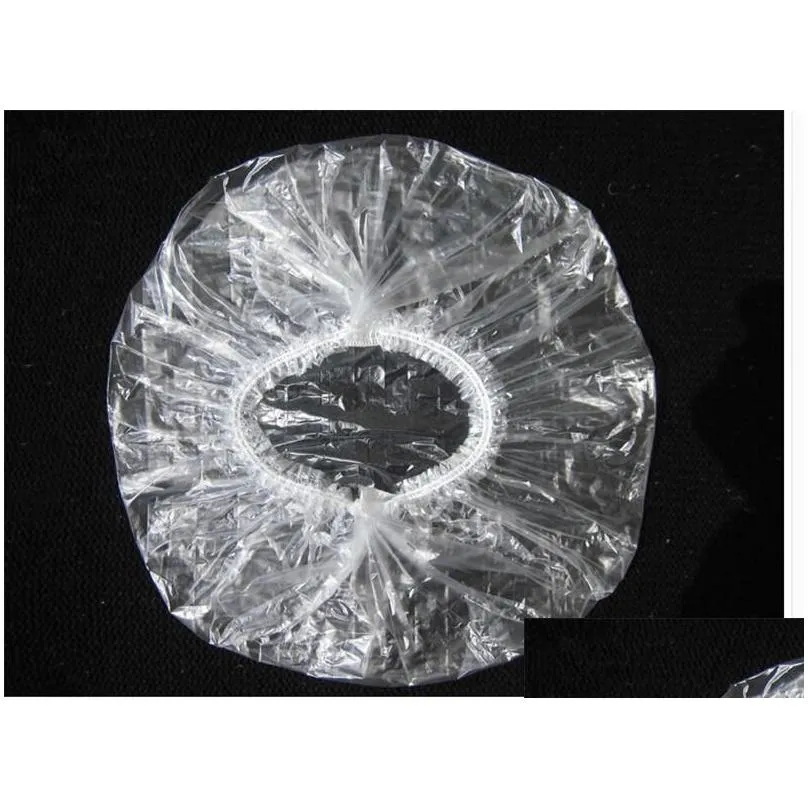 100pcs disposable shower cap hat el oneoff elastic shower bathing cap clear salon