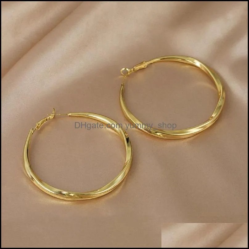 gold round big hoop earring for women zinc alloy lady fashion jewelry nice ear hoops accessories c3
