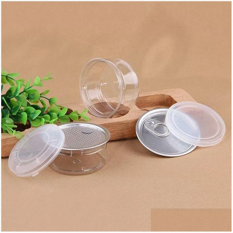 100ml clear plastic jar pet with metal lid airtight tin can pull ring bho oi concentrate container food herb storage box