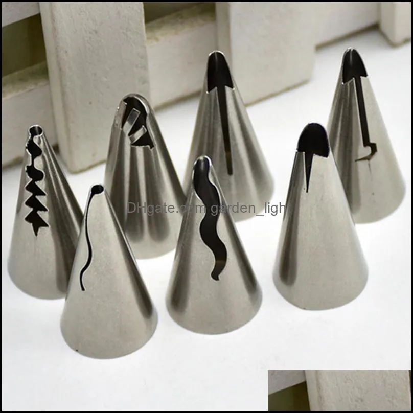 baking pastry tools 7pcs doll skirt cake cream nozzles stainless steel icing piping diy tips flower mouth cupcake decorating