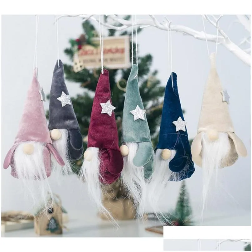 christmas decorations lovely plush gnome doll pendant kids xmas gift toy tree ornaments window display party decoration1