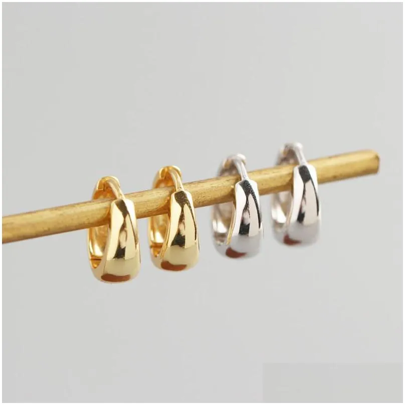 women earrings 100 925 sterling silver wide surface stud earring silver /gold color female circle hoop earrings