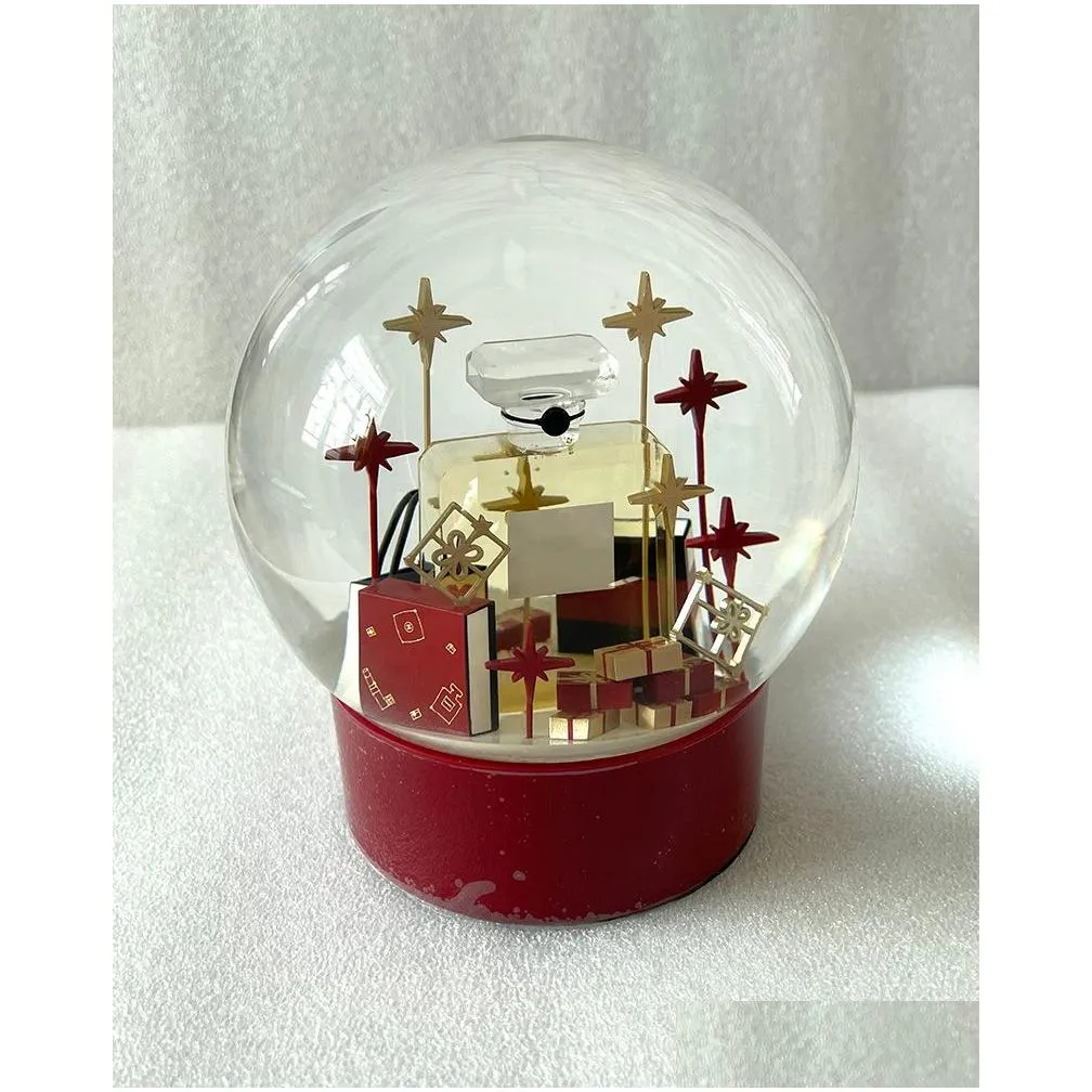 2023 edition c classics red christmas snow globe with perfume bottle inside crystal ball for special birthday novelty vip gift