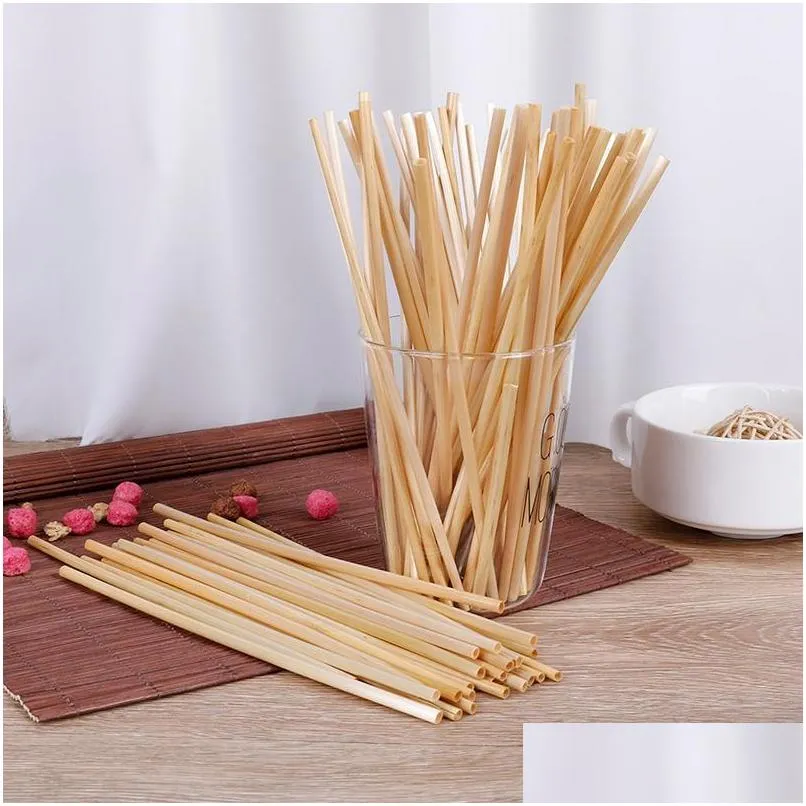 drinking straws 100pcs natural wheat straw biodegradable environmentally friendly portable bar kitchen accessories1