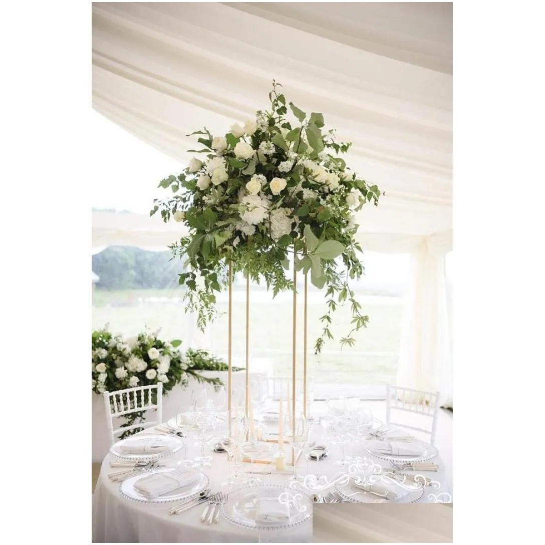 5pcs wedding decorations wedding table centerpiece gold flower stand metal pillar pillars walkway stand stage display rack