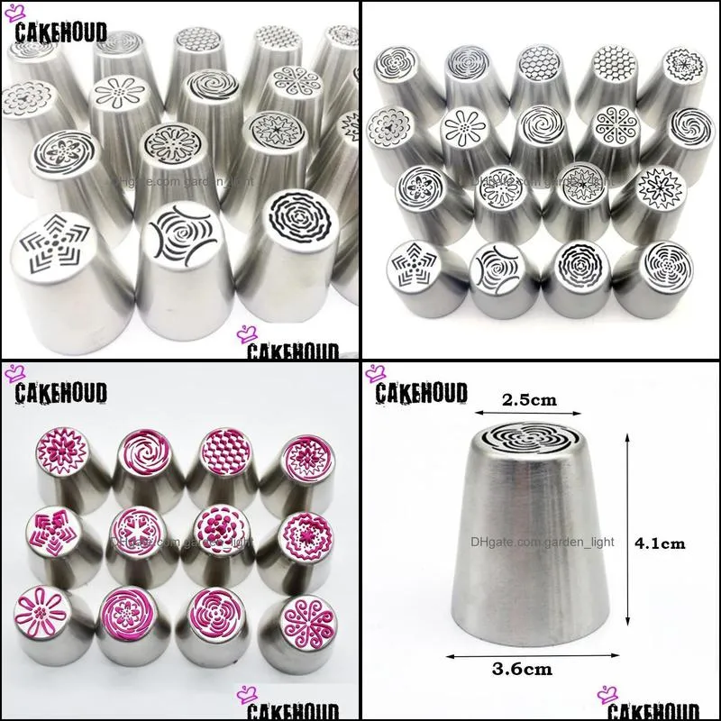 baking pastry tools 18 pieces / set of russian tulip icing pipe nozzle stainless steel tips cake accessories