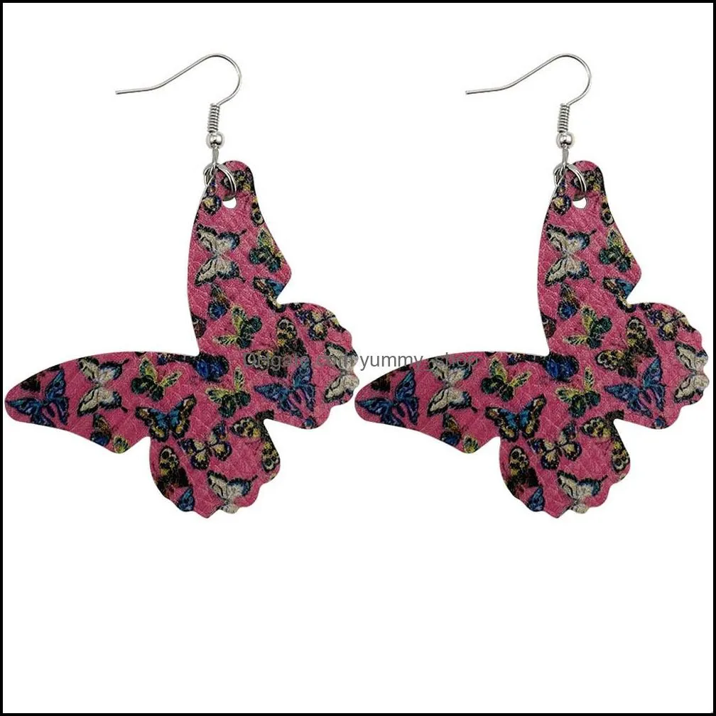 bohemian womens earrings fashion color leather butterfly stud earrings animal sweet colorful stud earrings girls jewelry