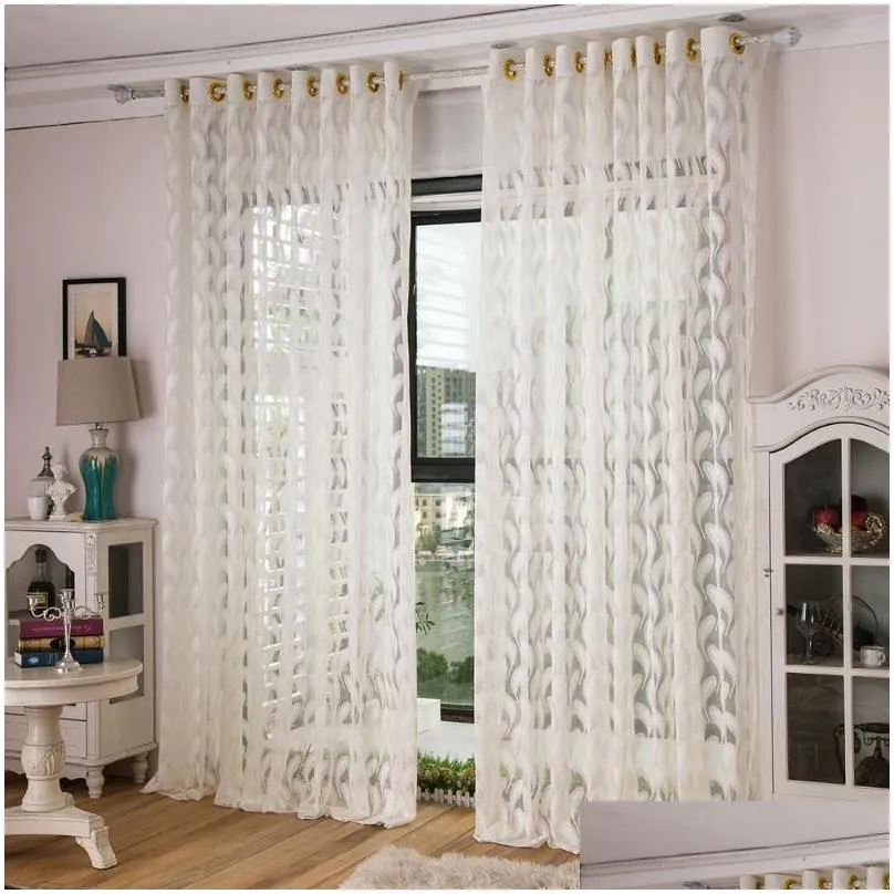 curtain drapes jacquard feather sheer curtains white 1 panel jinya home decor elegant window screens for kids bedroom door living