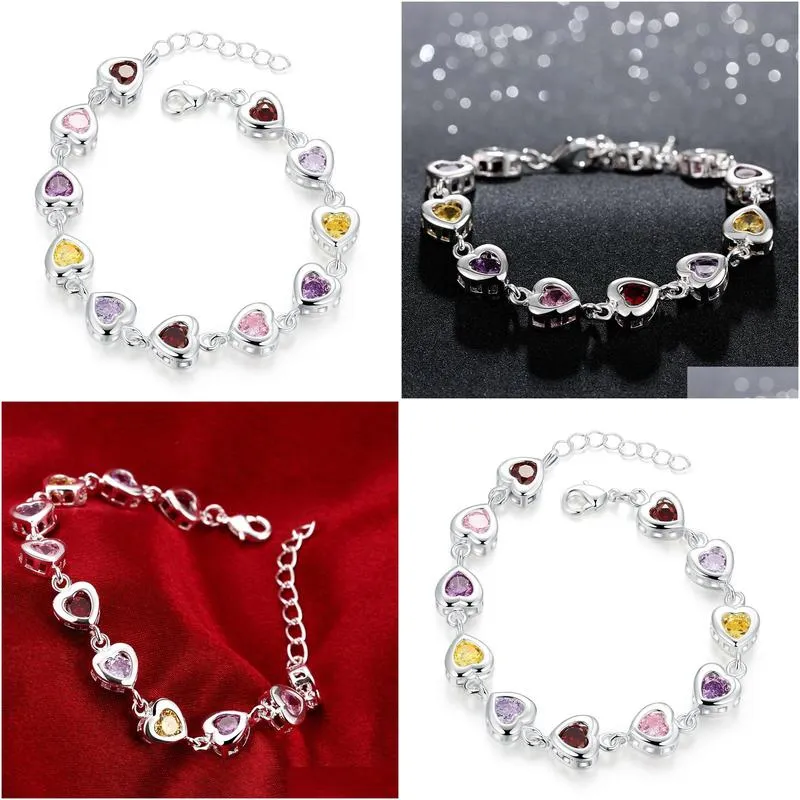 charm bracelets nb07 elegant heart zirconia stone bracelet for women wedding jewelry romanic engagement 221028