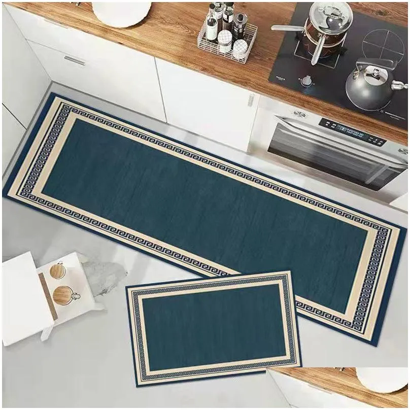 carpets antislip kitchen floor mat blue lattice rug bath long strip absorption doormat entrance balcony living room household carpet