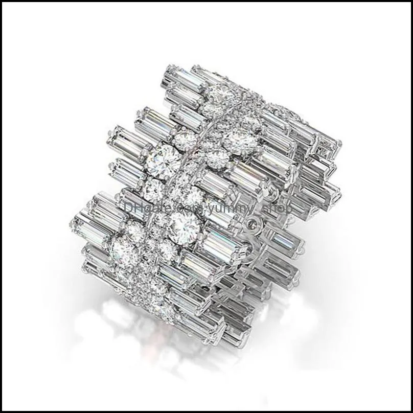 love band rings for women micro paved round square cubic zirconia wedding engage ring trendy jewelry