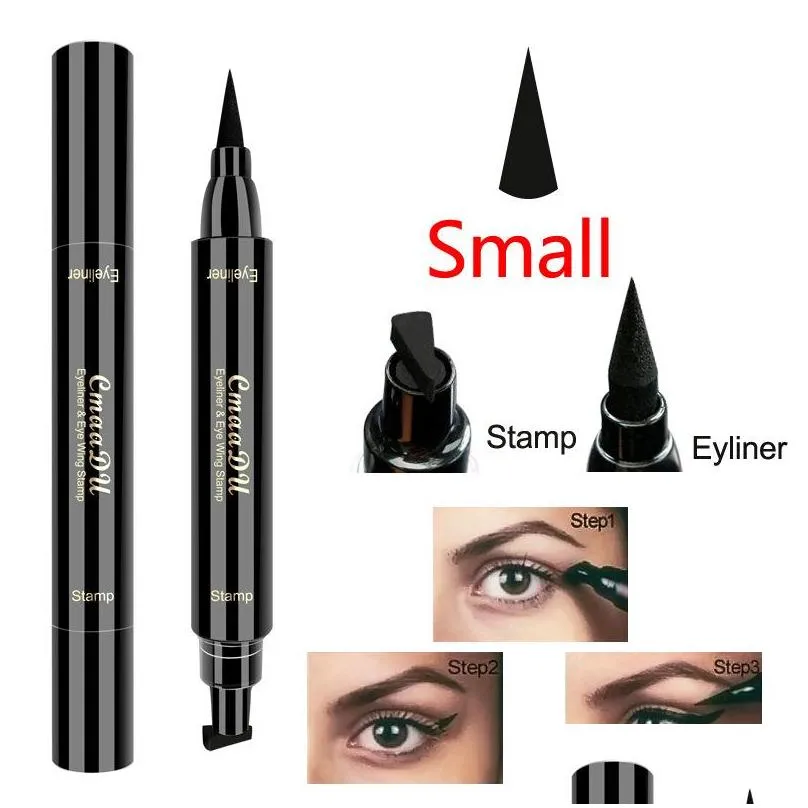 cmaadu wing stamp eyeliner pen liner seals stamps waterproof double head big and small two size for select makeup eyeliners