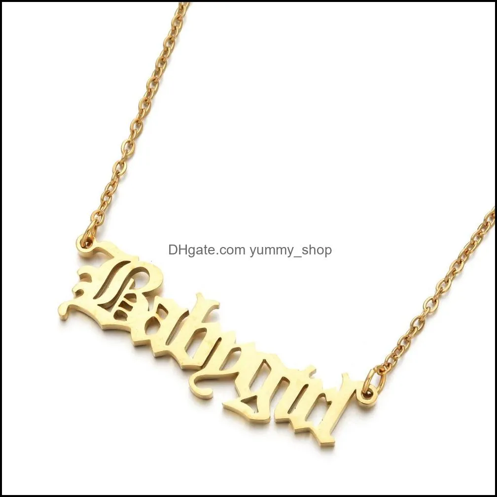 letter bbay girls necklace stainless steel gold chains baby girl pendant women necklaces girlfriend fashion jewelry gift