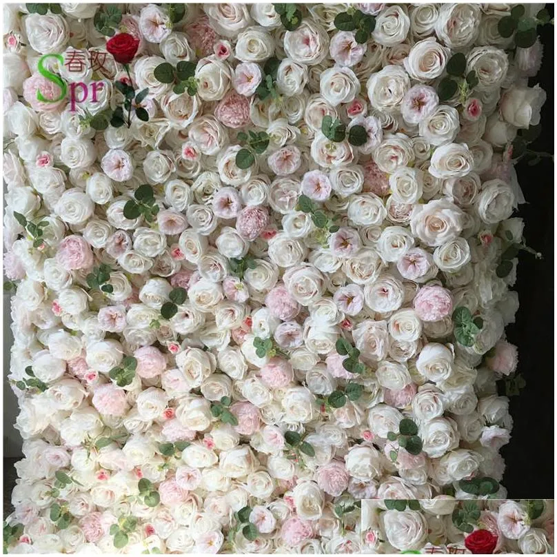 decorative flowers wreaths spr roll up flowerwall backdrop wedding flower wall stage wholesale artificial